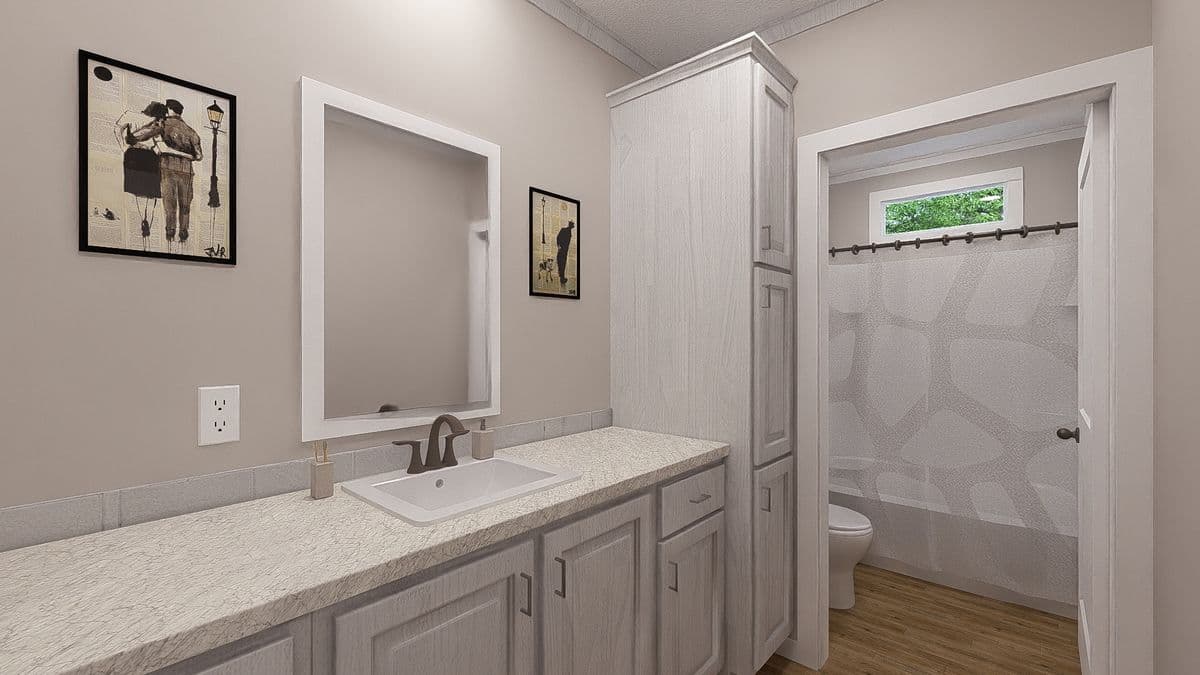 The hexagon bathroom home features